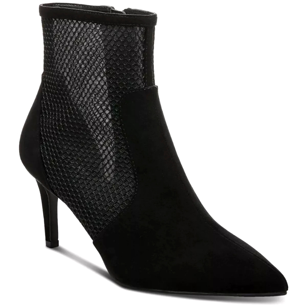 Alfani Women's Jamari Mesh Inset Side Zip Booties Heels Black Micro Size 6.5M